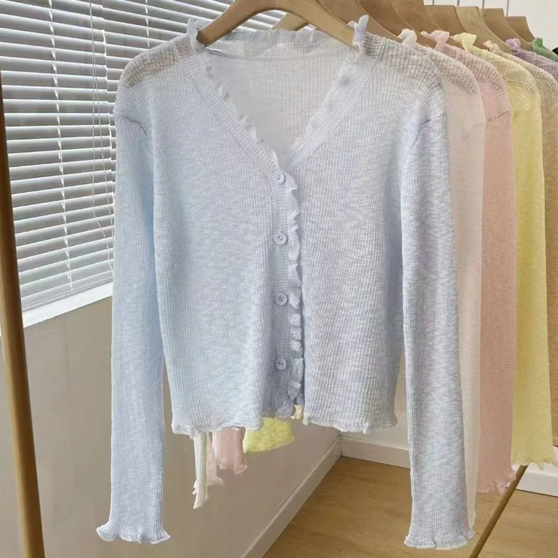 New Long Sleeve Sunscreen Knitted Sweater Women Cardigans V-Neck Black Knit Sweater Cardigan Women Tops Sueters De Mujer Q3620
New Long Sleeve Sunscreen Knitted Sweater Women Cardigans V-Neck Black Knit Sweater Cardigan Women Tops Sueters De Mujer Q3620