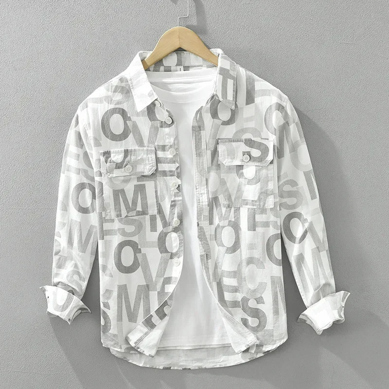 Spring Summer Mens Long Sleeve Shirts Japanese Streetwear Print Letter Shirt Man Youth Workwear Tops Pure Cotton Casual Shirts
Spring Summer Mens Long Sleeve Shirts Japanese Streetwear Print Letter Shirt Man Youth Workwear Tops Pure Cotton Casual Shirts