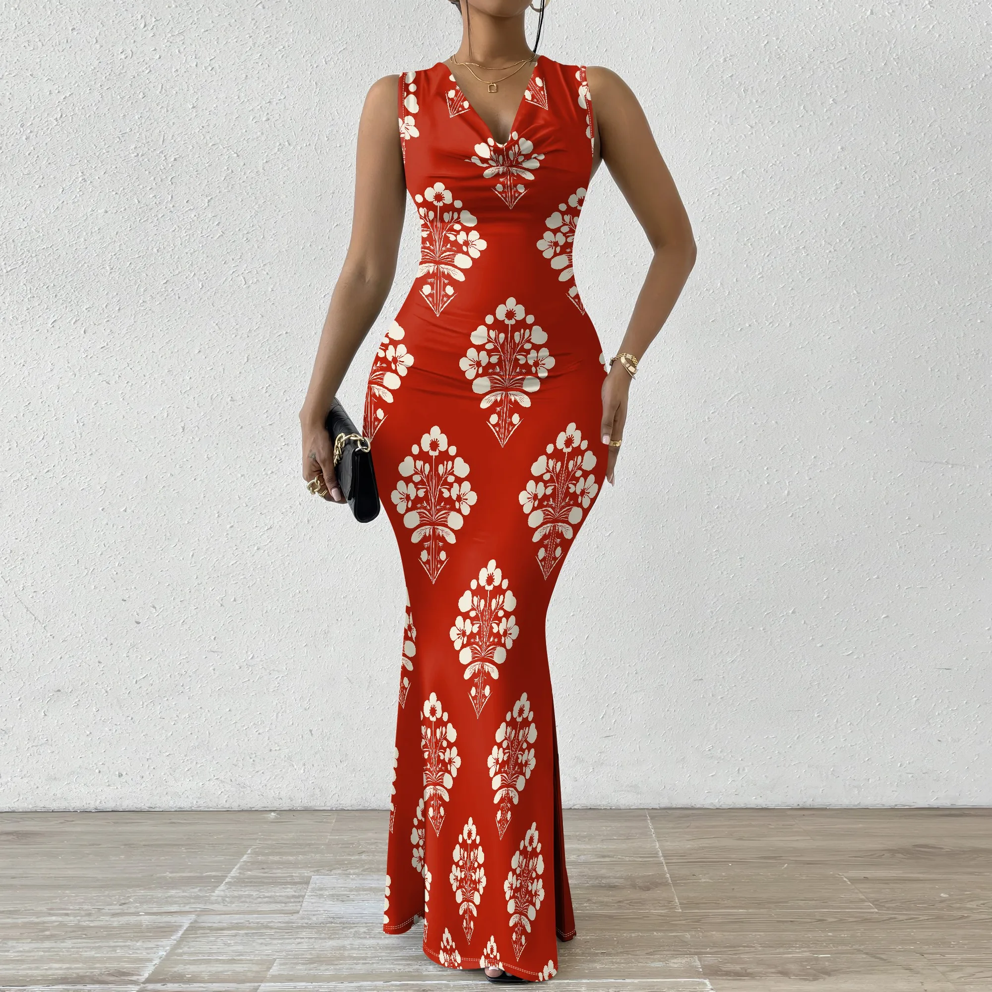 Boho Red Floral Bodycon Dress Women's Sleeveless Maxi Dress - XS-2XL Elegant Casual or Evening Wear
Boho Red Floral Bodycon Dress Women's Sleeveless Maxi Dress - XS-2XL Elegant Casual or Evening Wear