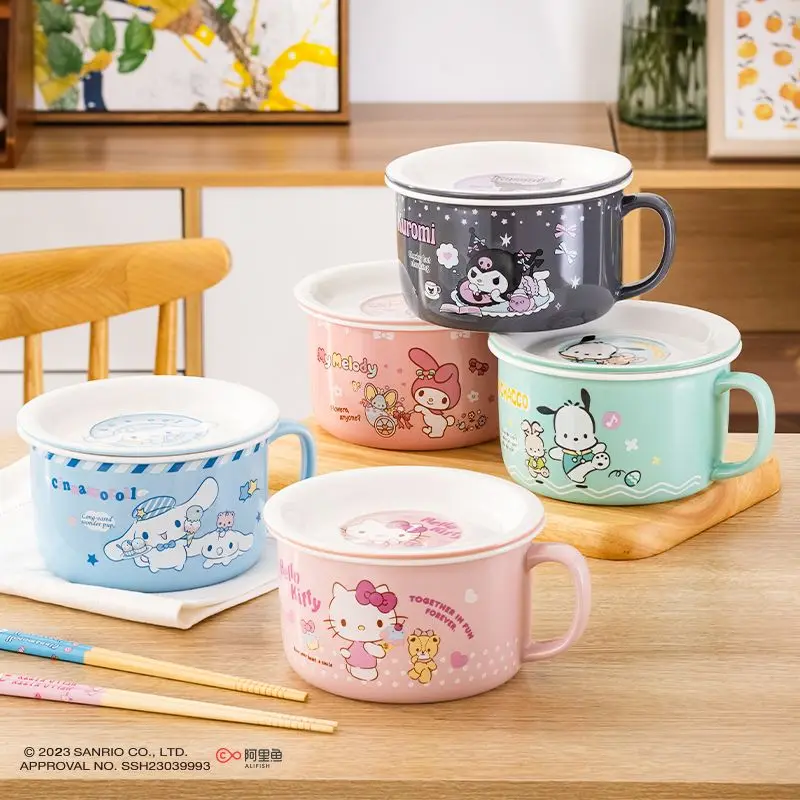 Sanrio Kawaii Anime Hello Kitty Girl Heart Ceramic Bowl Cute Cartoon Kulomi children's dormitory special bowl Y2K Toys for Gifts
Sanrio Kawaii Anime Hello Kitty Girl Heart Ceramic Bowl Cute Cartoon Kulomi children's dormitory special bowl Y2K Toys for Gifts