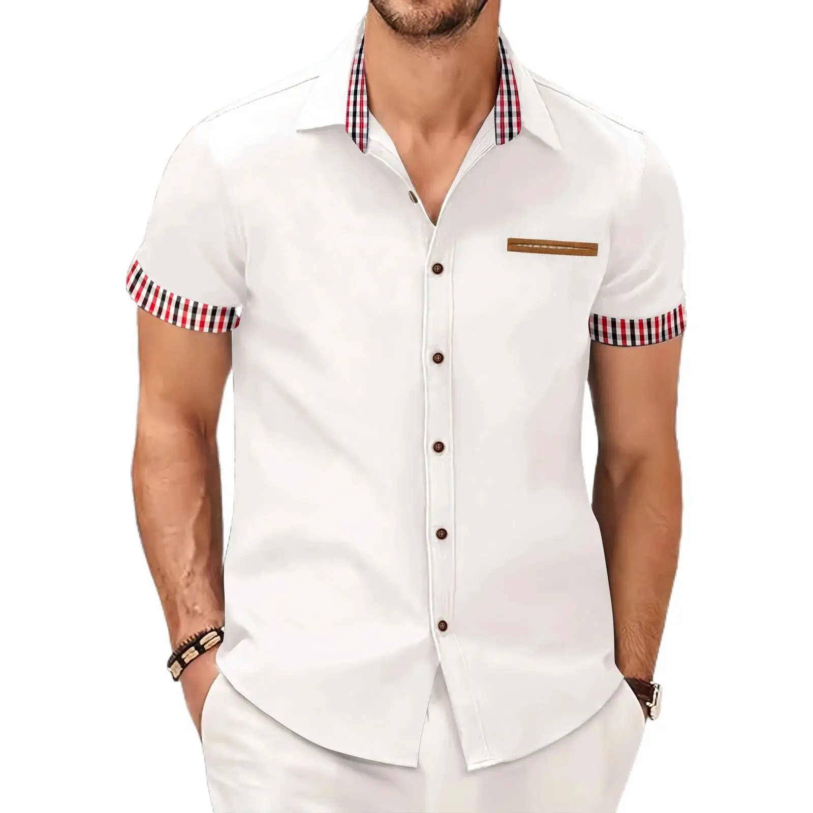 Men's Summer Slim Fit Checkered Shirt Business Casual Short Sleeve CleanFit Neck Inner Wear UltraShort Length 3D Effect
Men's Summer Slim Fit Checkered Shirt Business Casual Short Sleeve CleanFit Neck Inner Wear UltraShort Length 3D Effect