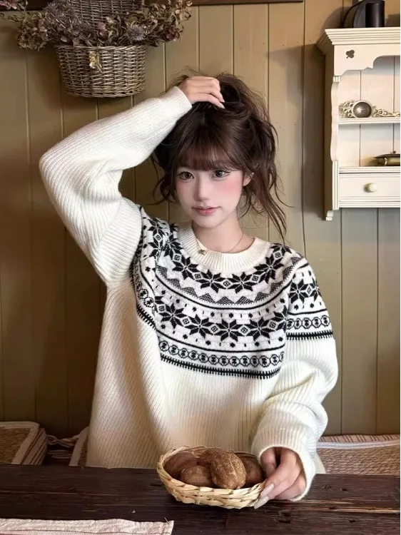 American Sle Vintage Fair Isle Oversized Casual Knitwear Women's Spring Autumn Winter Loose Lazy Sle Outerwear Sweater
American Sle Vintage Fair Isle Oversized Casual Knitwear Women's Spring Autumn Winter Loose Lazy Sle Outerwear Sweater