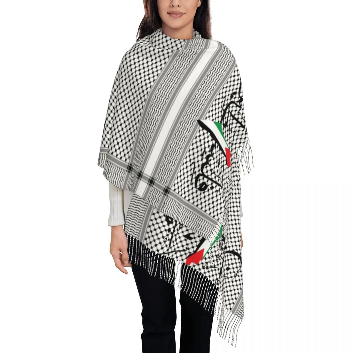 Palestine Flag Map Scarf for Womens Winter Warm Pashmina Shawls and Wrap Palestinian Long Scarves with Tassel Ladies
Palestine Flag Map Scarf for Womens Winter Warm Pashmina Shawls and Wrap Palestinian Long Scarves with Tassel Ladies