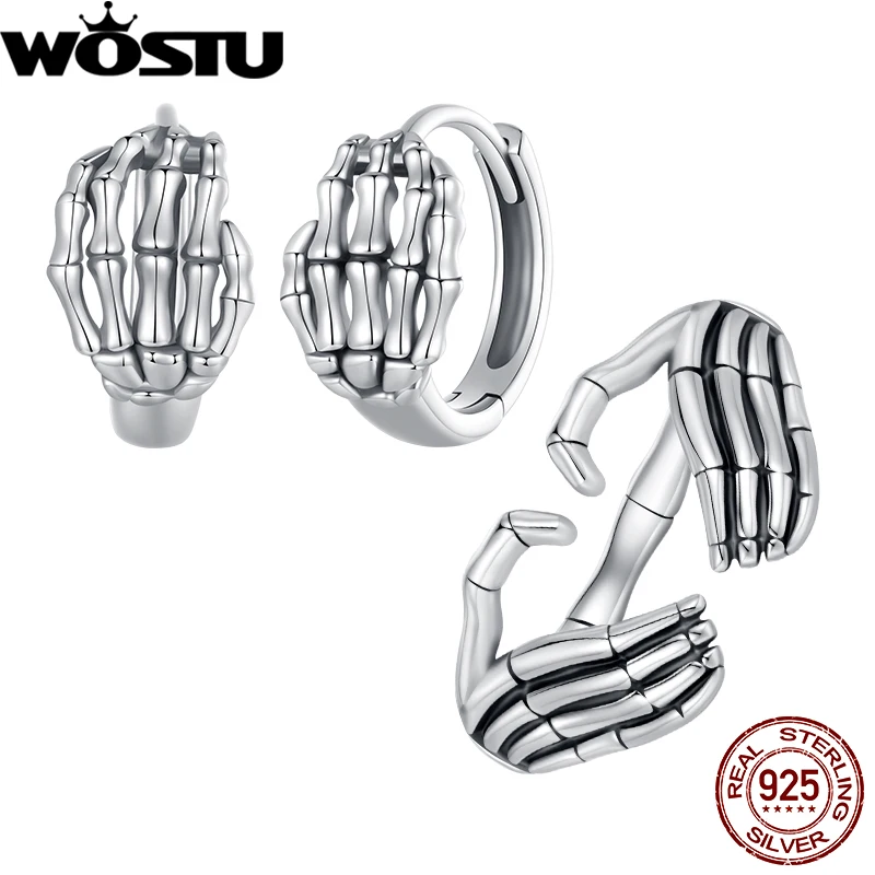 WOSTU 925 Череп из стерлингового серебра кольцо для открытия ушной пряжки, окисленное серебряное ювелирное изделие для женщин и девочек, ювелирные изделия в стиле панк на Хэллоуин
WOSTU 925 Череп из стерлингового серебра кольцо для открытия ушной пряжки, окисленное серебряное ювелирное изделие для женщин и девочек, ювелирные изделия в стиле панк на Хэллоуин