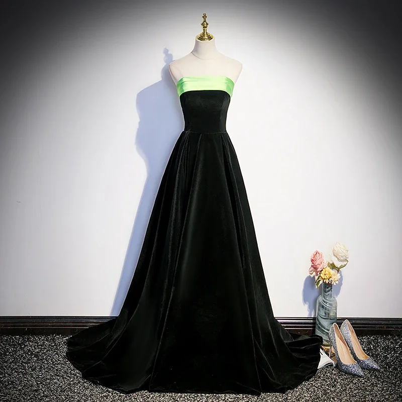 Customized Evening Dress Black Flannel Strapless Lace Up Floor Length A-Line Trailing Plus Size Simple Women party Formal Gowns
Customized Evening Dress Black Flannel Strapless Lace Up Floor Length A-Line Trailing Plus Size Simple Women party Formal Gowns