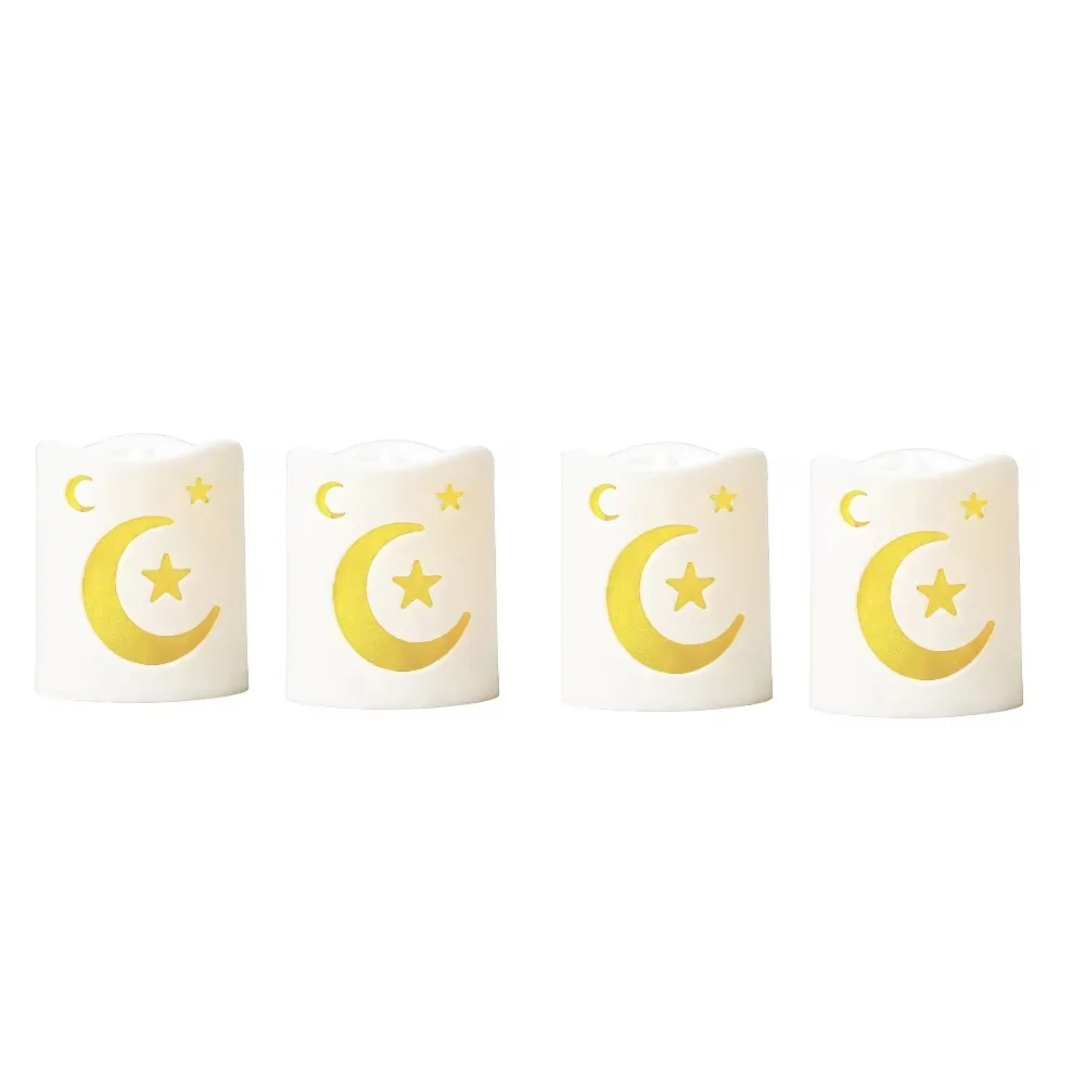 4Pcs Battery Operated Eid Mubarak Flameless Candles Star Moon Design Crescent Moon Shape Eid Mubarak Lamp Warm Light Decorative
4Pcs Battery Operated Eid Mubarak Flameless Candles Star Moon Design Crescent Moon Shape Eid Mubarak Lamp Warm Light Decorative