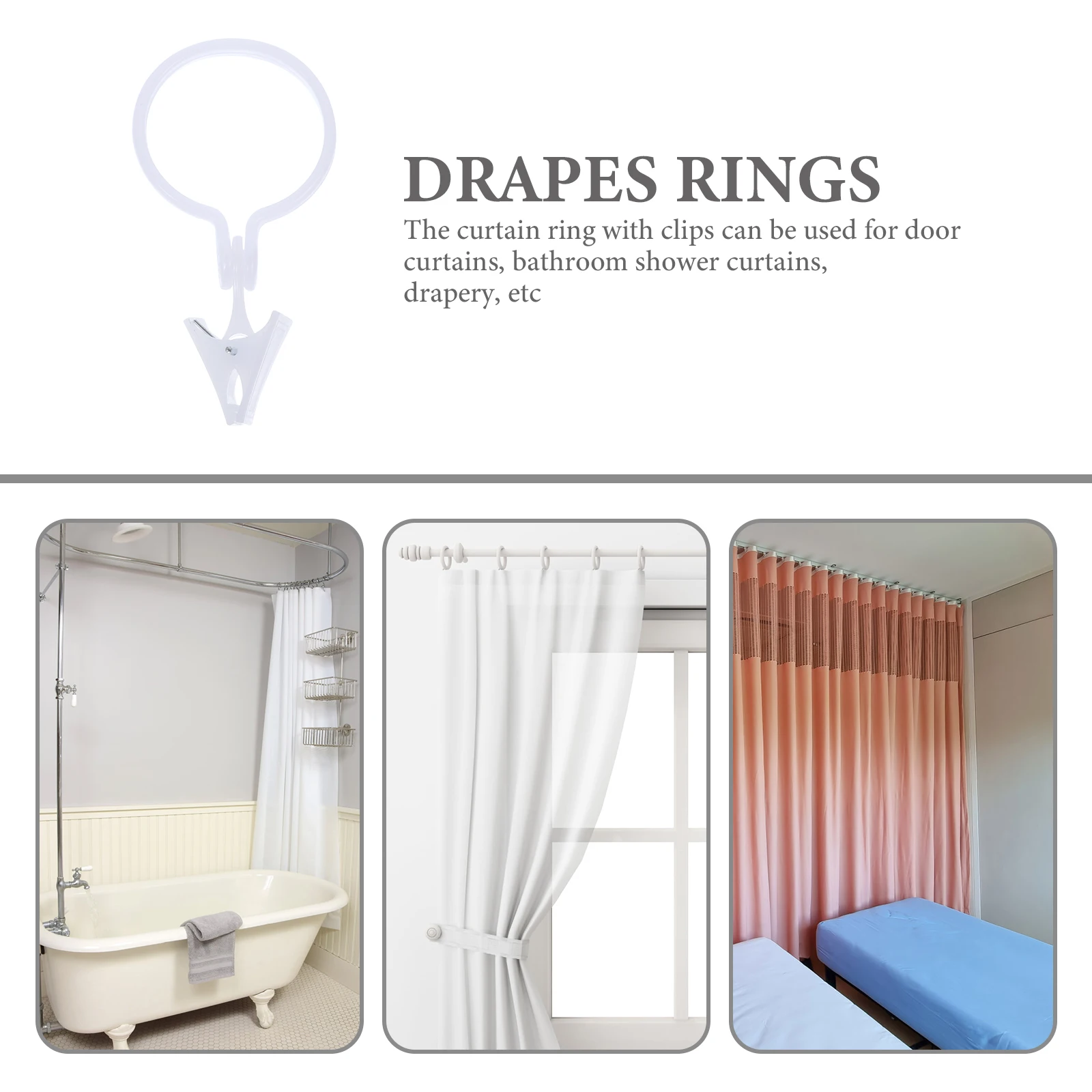 80pcs Curtain Rings with Clips for Shower Bath Curtains Plastic Hanging Hooks Safe Flexible Easy to Install White Color
80pcs Curtain Rings with Clips for Shower Bath Curtains Plastic Hanging Hooks Safe Flexible Easy to Install White Color