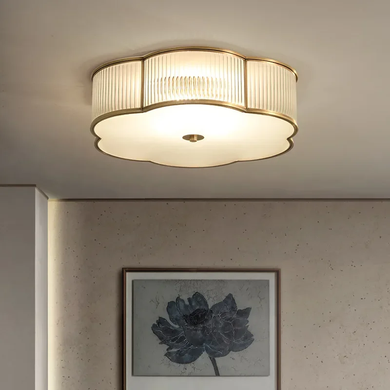 Wholesale of modern and minimalist LED bedroom lights with all copper ceiling lights, light luxury flower shaped semi suspended
Wholesale of modern and minimalist LED bedroom lights with all copper ceiling lights, light luxury flower shaped semi suspended