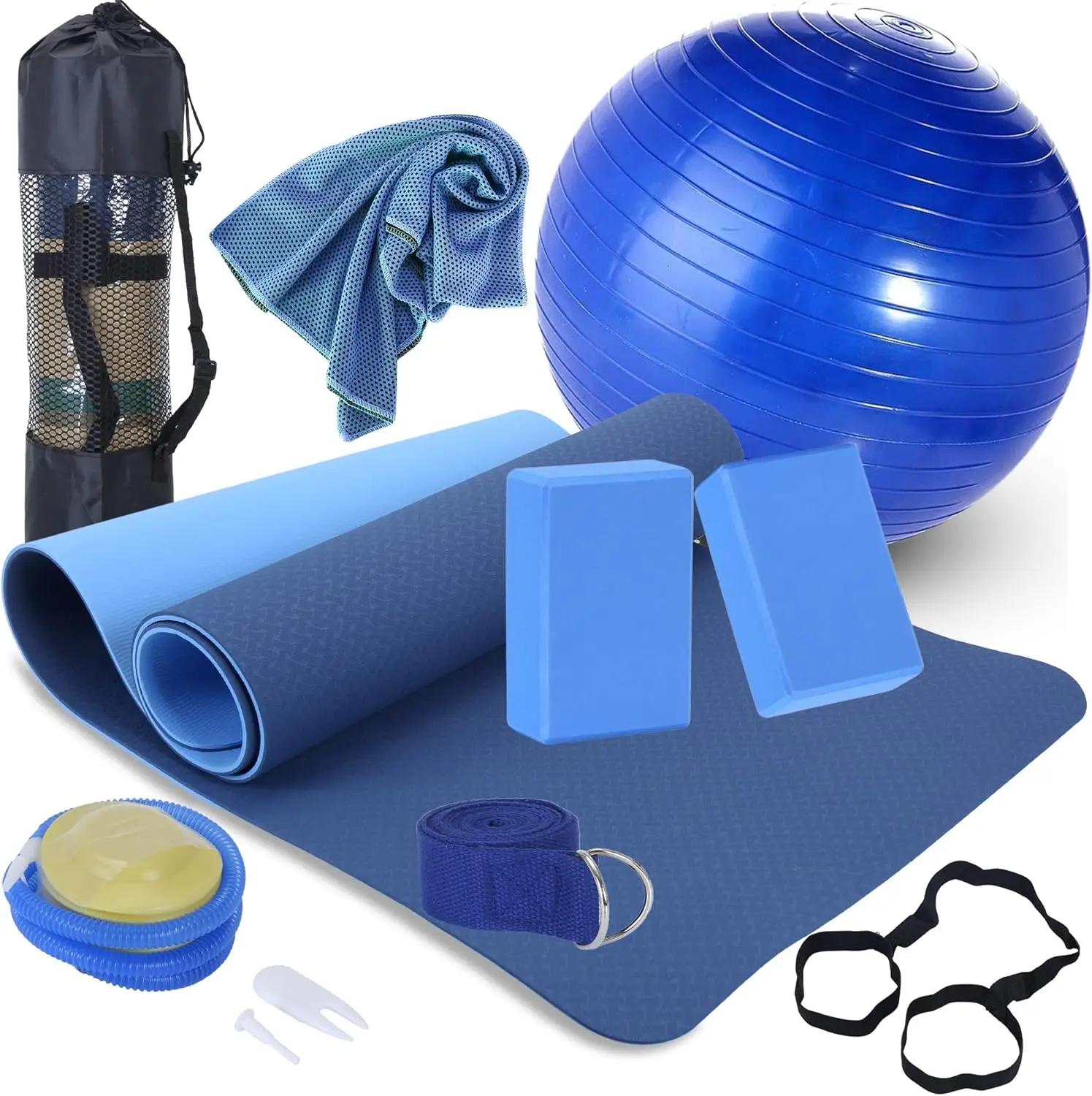 11-Piece Yoga Starter Kit with Mat, Blocks, Ball, Strap, Towel & Bag for Beginners
11-Piece Yoga Starter Kit with Mat, Blocks, Ball, Strap, Towel & Bag for Beginners
