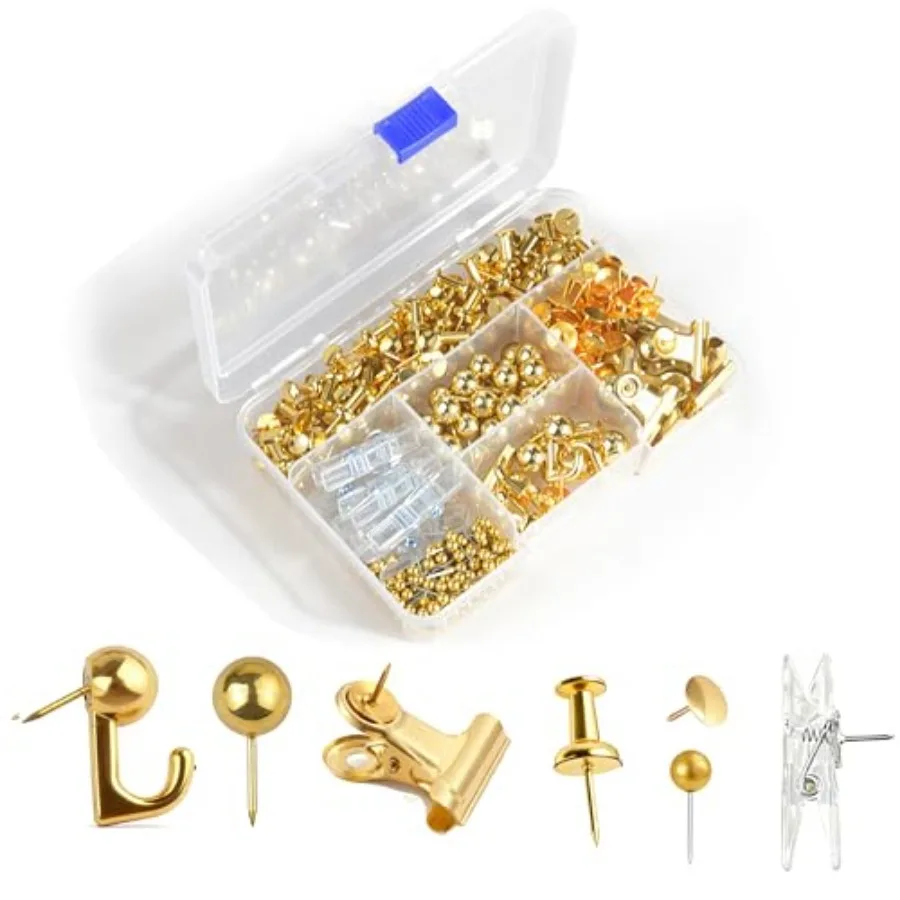 400 Pcs Gold Push Pins Set, 7 Styles Push pins, Pin Tacks, Decorative Thumb Tacks for Cork Board, Bulletin Boards Home Office A
400 Pcs Gold Push Pins Set, 7 Styles Push pins, Pin Tacks, Decorative Thumb Tacks for Cork Board, Bulletin Boards Home Office A