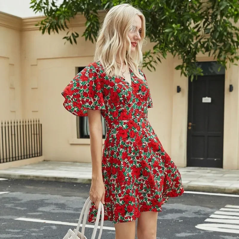 Casual Print Butterfly Sleeve Party Holiday Ruffles Chic Lady Swing Vestidos Dresses Women Cottagecore Dress V Neck Mini Dress
Casual Print Butterfly Sleeve Party Holiday Ruffles Chic Lady Swing Vestidos Dresses Women Cottagecore Dress V Neck Mini Dress