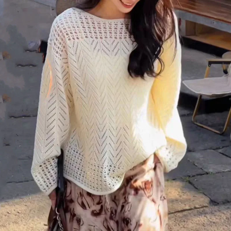 Sweaters Knitted Sweater Women Pullovers New Long Sleeve Knit Sweater Pullover Women Tops O-Neck Hollow Out Women Clothing Q4986
Sweaters Knitted Sweater Women Pullovers New Long Sleeve Knit Sweater Pullover Women Tops O-Neck Hollow Out Women Clothing Q4986