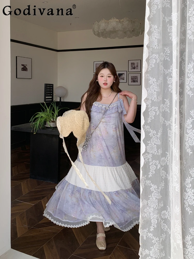 Large Size L-4XL New Purple Dress Women's Loose Suspender Leisure Long Dress Spring High Fashion Lace Slim Long Plus Size Dress
Large Size L-4XL New Purple Dress Women's Loose Suspender Leisure Long Dress Spring High Fashion Lace Slim Long Plus Size Dress