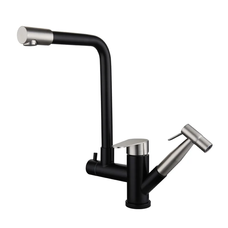 Black paint 304 stainless steel cold and hot vegetable washing basin pull-out booster spray gun wire drawing rotating kitchen
Black paint 304 stainless steel cold and hot vegetable washing basin pull-out booster spray gun wire drawing rotating kitchen