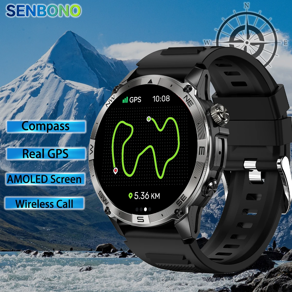 SENBONO HK08 Новый AMOLED HD Экран Спорт на открытом воздухе GPS Смарт-часы Высота воздуха Давление Компас Спортивное отслеживание Смарт-часы Мужчины GPS
SENBONO HK08 Новый AMOLED HD Экран Спорт на открытом воздухе GPS Смарт-часы Высота воздуха Давление Компас Спортивное отслеживание Смарт-часы Мужчины GPS