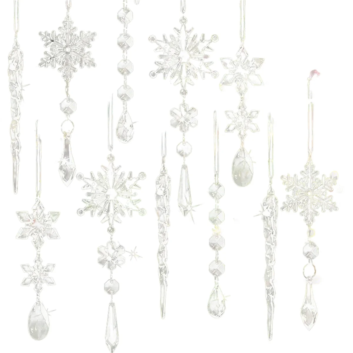 A64K 10pcs Acrylic Crystal Christmas Ornaments Set - Shiny Snowflake and Icicle Decorations for Tree, Chandelier
A64K 10pcs Acrylic Crystal Christmas Ornaments Set - Shiny Snowflake and Icicle Decorations for Tree, Chandelier