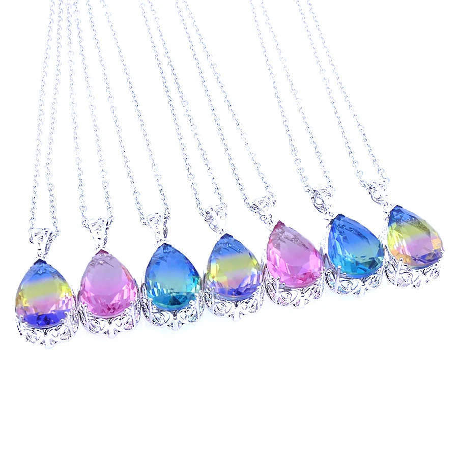 Luckyshine Teardrop Multi Color Mystic Tourmaline Gemstone Silver Pendant Necklaces
Luckyshine Teardrop Multi Color Mystic Tourmaline Gemstone Silver Pendant Necklaces