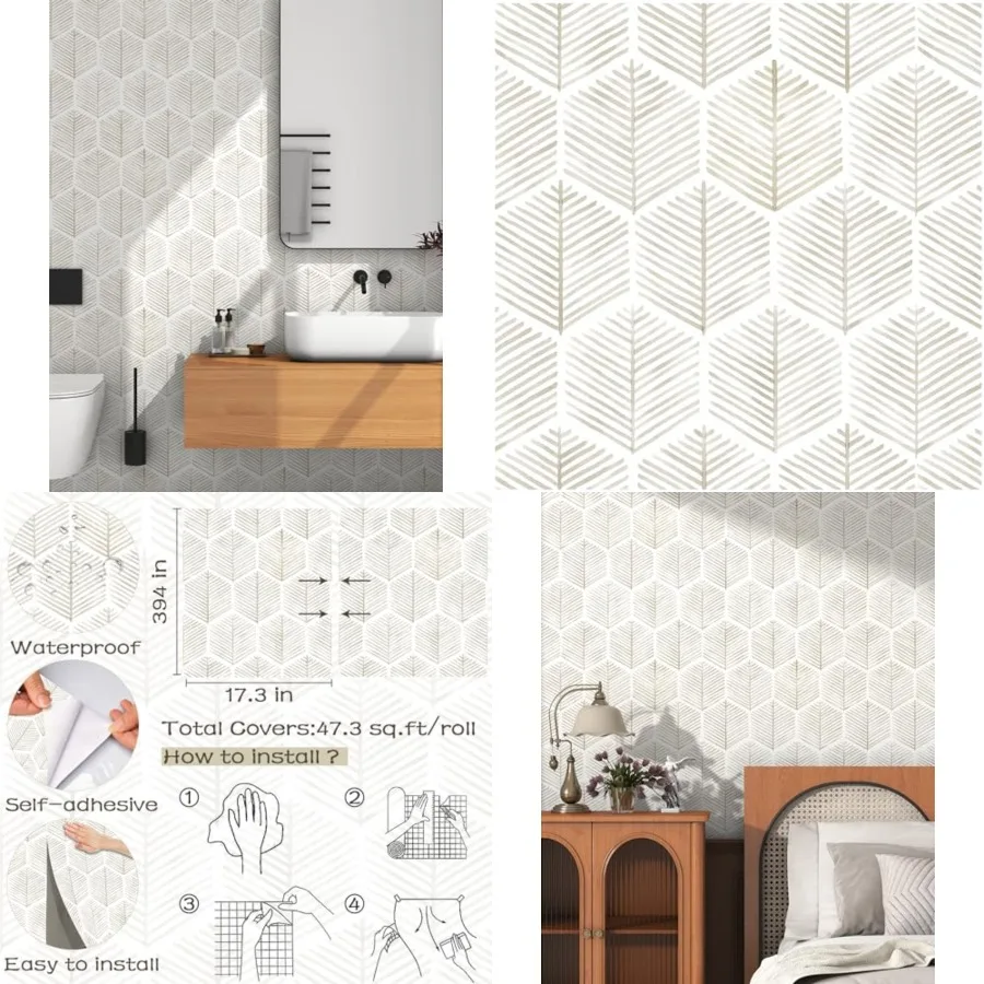 Modern Peel and Stick Wallpaper 17.3''×393'' Self Adhesive Wallpaper Boho Contact Paper and White Geometric Wall Paper Removabl
Modern Peel and Stick Wallpaper 17.3''×393'' Self Adhesive Wallpaper Boho Contact Paper and White Geometric Wall Paper Removabl