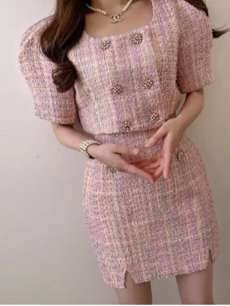 Chic Summer Anti-Aging Vintage Design Personali Thi Tweed ort Sve Women's Set f Skirt Faionable Ensemble
Chic Summer Anti-Aging Vintage Design Personali Thi Tweed ort Sve Women's Set f Skirt Faionable Ensemble