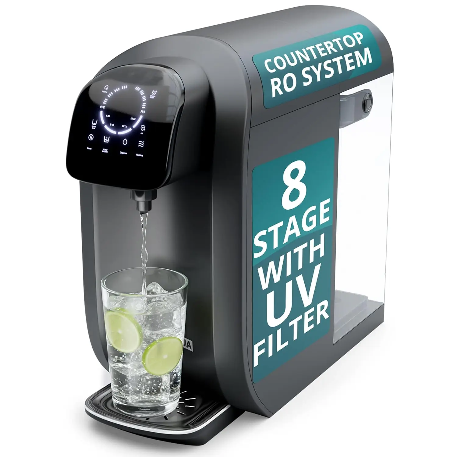 Система фильтрации воды методом обратного осмоса на 8 ступеней с УФ-обеззараживанием, сенсорным дисплеем и поддержкой различных размеров стаканов для получения чистой питьевой воды
Система фильтрации воды методом обратного осмоса на 8 ступеней с УФ-обеззараживанием, сенсорным дисплеем и поддержкой различных размеров стаканов для получения чистой питьевой воды