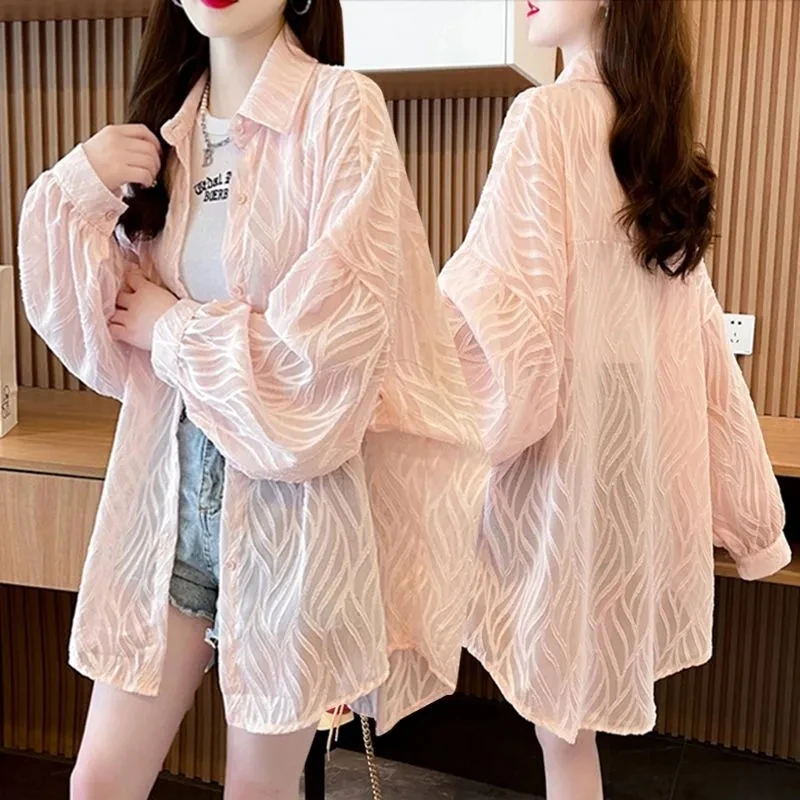 Summer Women's Fashionable Light Weighted Button Up Blouse Sun Protection Long Sleeve Casual Blusas Loose Fit Oversized Tops
Summer Women's Fashionable Light Weighted Button Up Blouse Sun Protection Long Sleeve Casual Blusas Loose Fit Oversized Tops