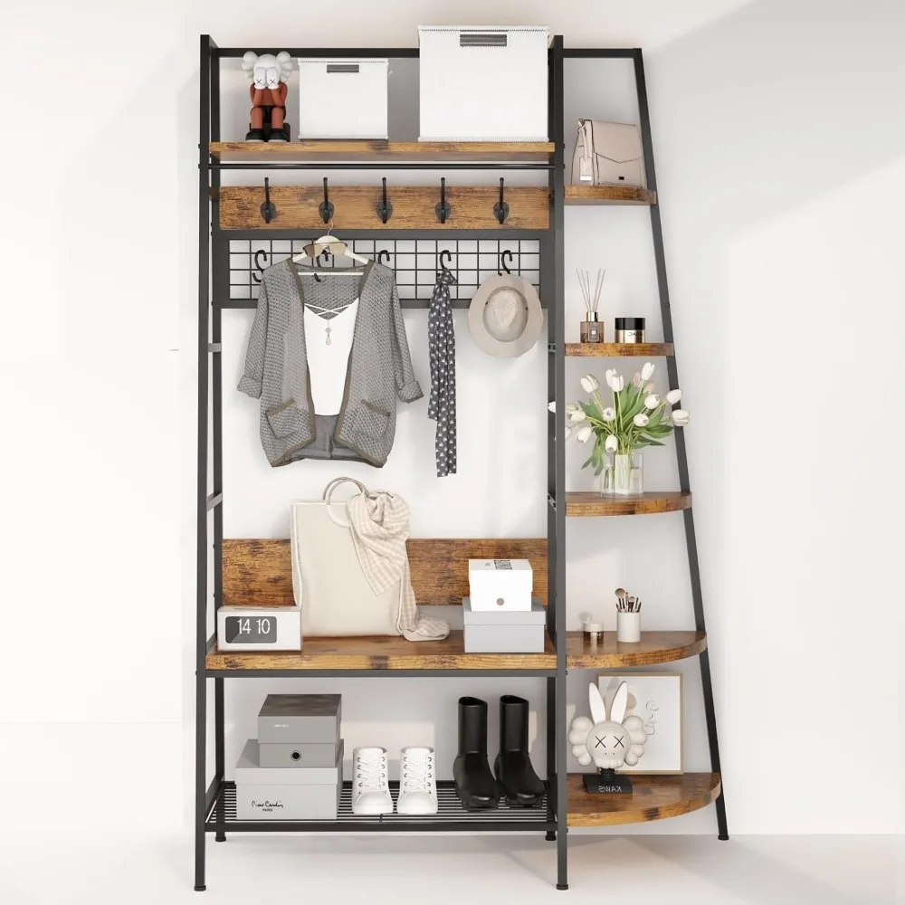 Modern Versatile Hall Tree With 5 Fixable Hooks and 5 Mobile Hooks Standing Coat Rack Hanger Wall Floor Living Room Furniture
Modern Versatile Hall Tree With 5 Fixable Hooks and 5 Mobile Hooks Standing Coat Rack Hanger Wall Floor Living Room Furniture
