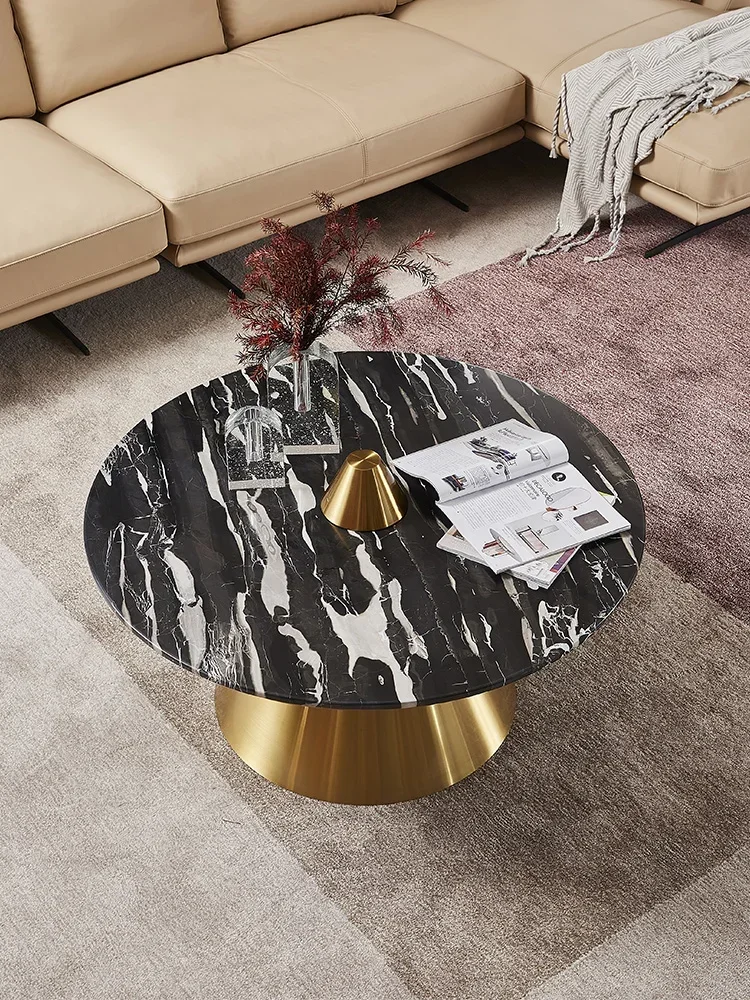 Minimalist living room size round coffee table light luxury natural marble tea table
Minimalist living room size round coffee table light luxury natural marble tea table
