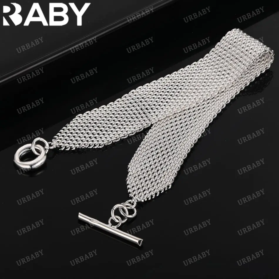 URBABY стерлингового серебра 925 пробы, широкие браслеты-цепочки для женщин, подарок на годовщину, популярная дикая модная вечеринка
URBABY стерлингового серебра 925 пробы, широкие браслеты-цепочки для женщин, подарок на годовщину, популярная дикая модная вечеринка