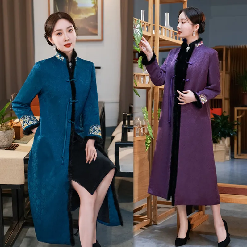 Fashion Improved Hualuo Long Cheongsam Coat 2022 Winter New Modern Women's Long-sleeved Stitching Tang Suit Qipao Outer Drape
Fashion Improved Hualuo Long Cheongsam Coat 2022 Winter New Modern Women's Long-sleeved Stitching Tang Suit Qipao Outer Drape