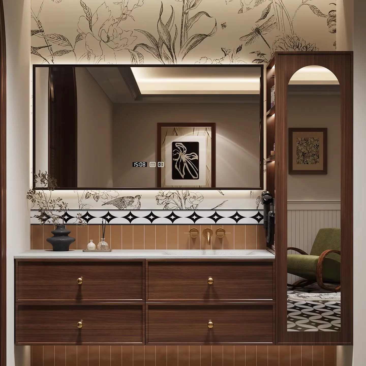 &c Retro-style Chinese-style Bathroom Cabinet Set with Ceramic Basin and Smart Mirror for Hospital/Warehouse Use
&c Retro-style Chinese-style Bathroom Cabinet Set with Ceramic Basin and Smart Mirror for Hospital/Warehouse Use
