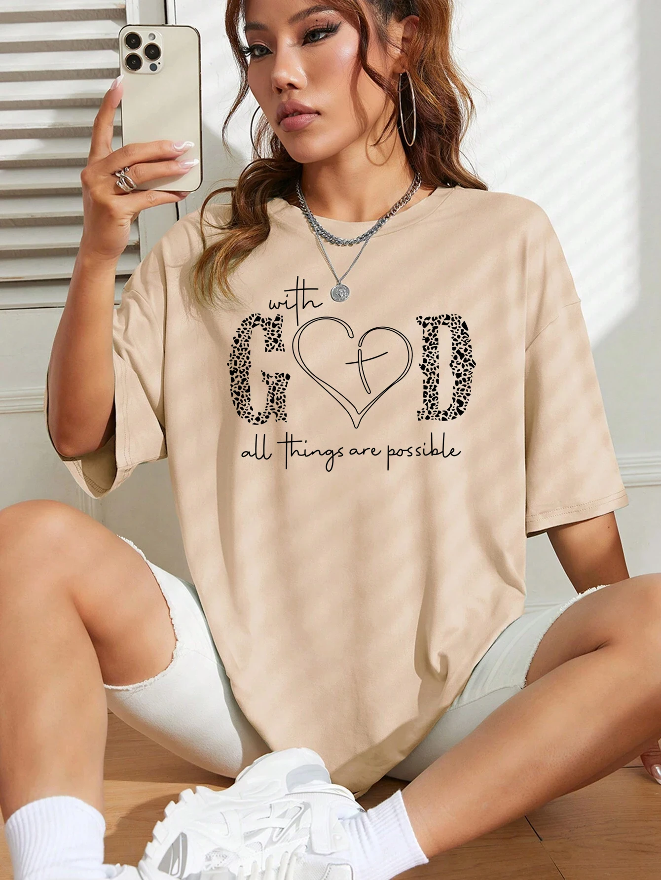 With God All Thing Are Possible Design Women T Shirts Hip Hop Y2K T-Shirt Cotton Casual Clothes Summer Oversize Woman Streetwear
With God All Thing Are Possible Design Women T Shirts Hip Hop Y2K T-Shirt Cotton Casual Clothes Summer Oversize Woman Streetwear
