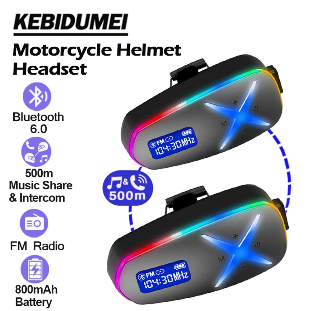 K6 2x Motorcycle Helmet Headset 500m 2-Person Intercom Music Share & FM Radio Long Battery RGB Ambient Light Waterproof Earphone
K6 2x Motorcycle Helmet Headset 500m 2-Person Intercom Music Share & FM Radio Long Battery RGB Ambient Light Waterproof Earphone