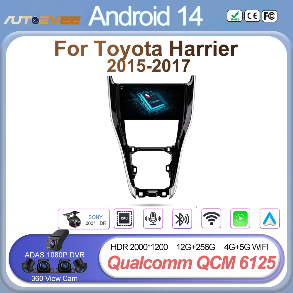 Android 14 For Toyota Harrier 2015-2017 Car Radio No 2 din Multimedia Video Player Carplay GPS Navigation Bluetooth 8 Core RDS
Android 14 For Toyota Harrier 2015-2017 Car Radio No 2 din Multimedia Video Player Carplay GPS Navigation Bluetooth 8 Core RDS