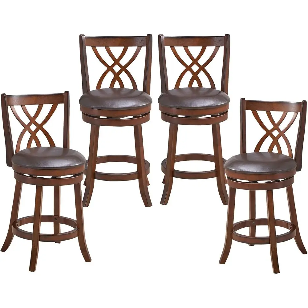 Set of 4 360° Swivel Bar Stools with Rubber Wood, 26 PU Leather Seats, Ideal for Kitchen Islands and Dining Rooms (Brown)
Set of 4 360° Swivel Bar Stools with Rubber Wood, 26 PU Leather Seats, Ideal for Kitchen Islands and Dining Rooms (Brown)