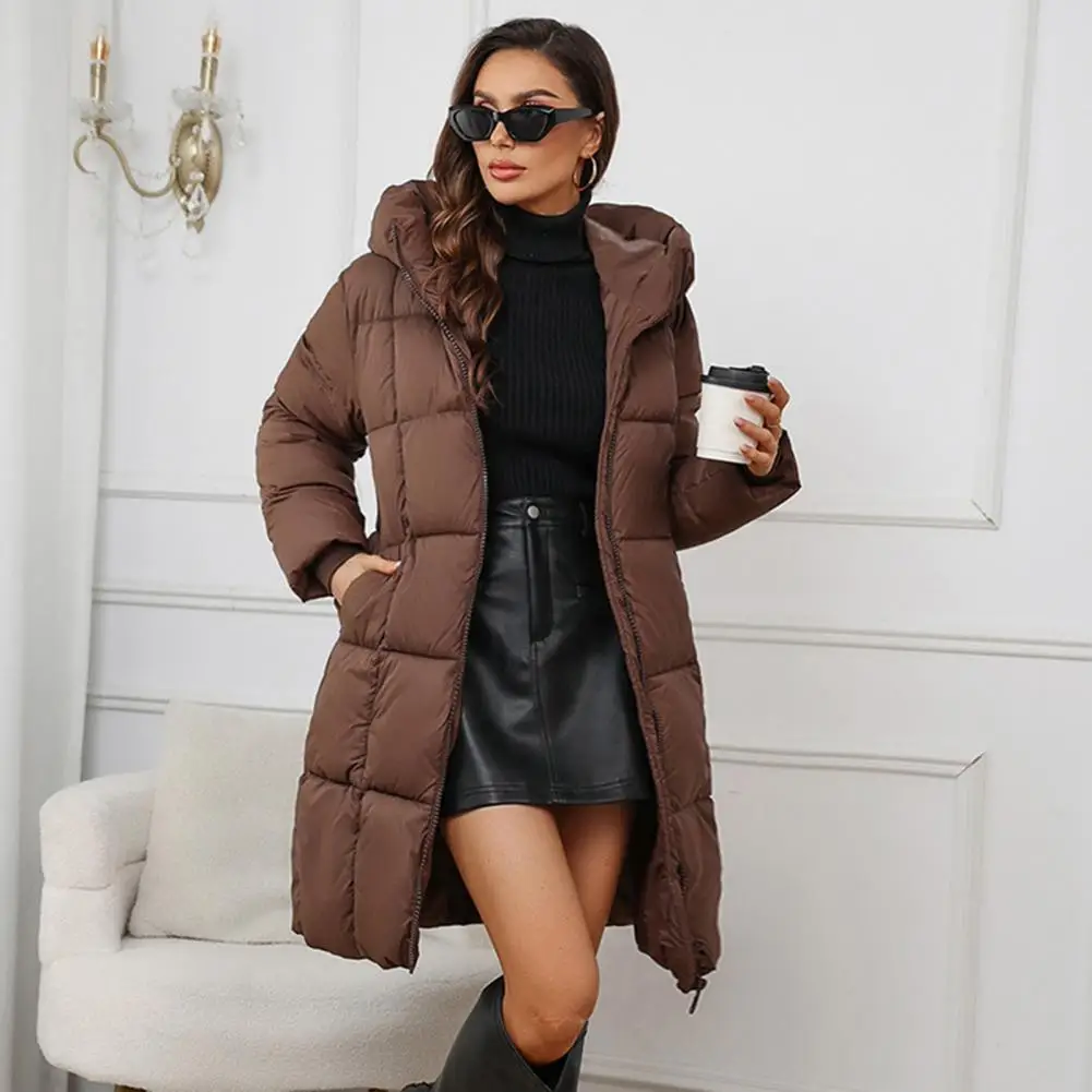 Winter Women Parkas Hood Thickened Padded Down Coat Zipper Closure Mid Length Windproof Cold Weather Cotton Coat Female Clothes
Winter Women Parkas Hood Thickened Padded Down Coat Zipper Closure Mid Length Windproof Cold Weather Cotton Coat Female Clothes
