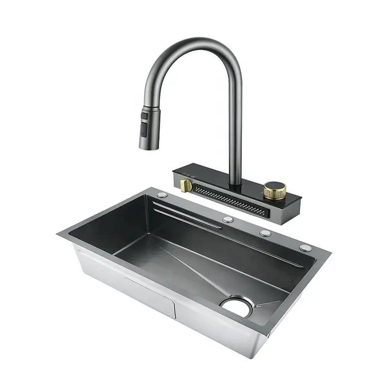 Hot New Products Large Single Slot SUS304 Multifunction Kitchen Sink Anti-Scratch LED Digital Display Waterfall Kitchen Sink
Hot New Products Large Single Slot SUS304 Multifunction Kitchen Sink Anti-Scratch LED Digital Display Waterfall Kitchen Sink