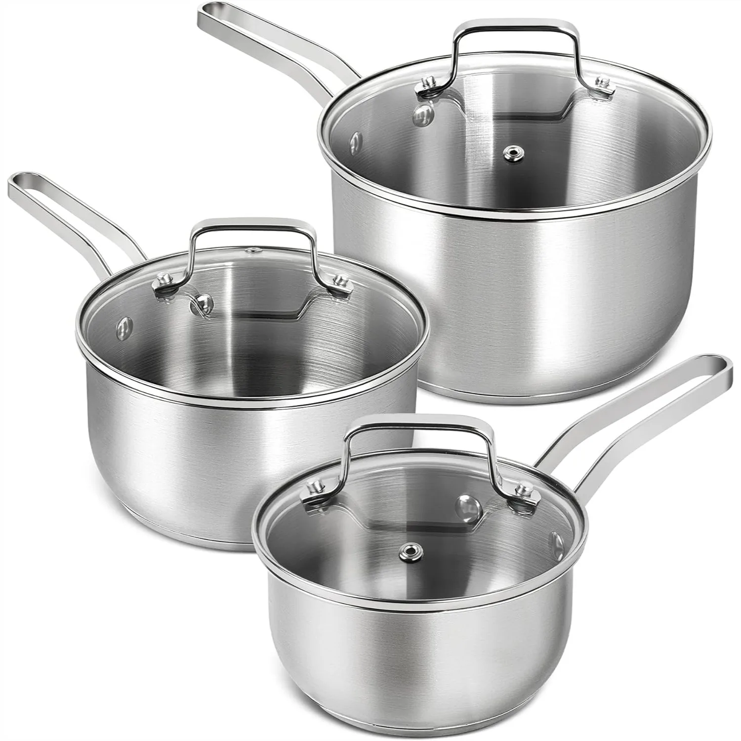 Stainless Steel Saucepan Set 6 Pcs, 1 2 3 QT Induction Pots with Lids, Small Cooking Saucepan for Kitchen
Stainless Steel Saucepan Set 6 Pcs, 1 2 3 QT Induction Pots with Lids, Small Cooking Saucepan for Kitchen