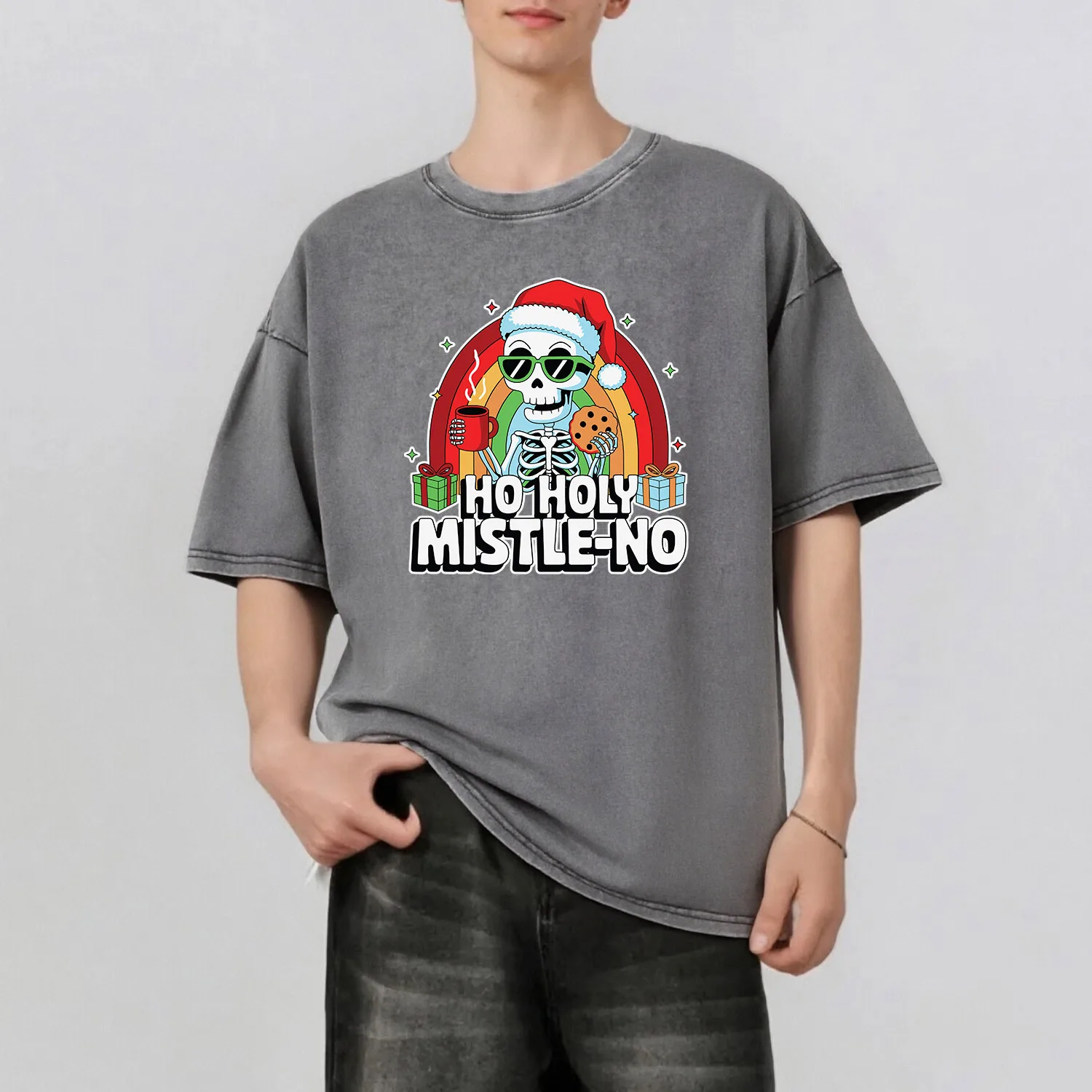 Christmas Skull Graphic Printing Men's Summer Retro Style Washed Water T-Shirt Casual Short Sleeved Basic Men's Top 230G
Christmas Skull Graphic Printing Men's Summer Retro Style Washed Water T-Shirt Casual Short Sleeved Basic Men's Top 230G
