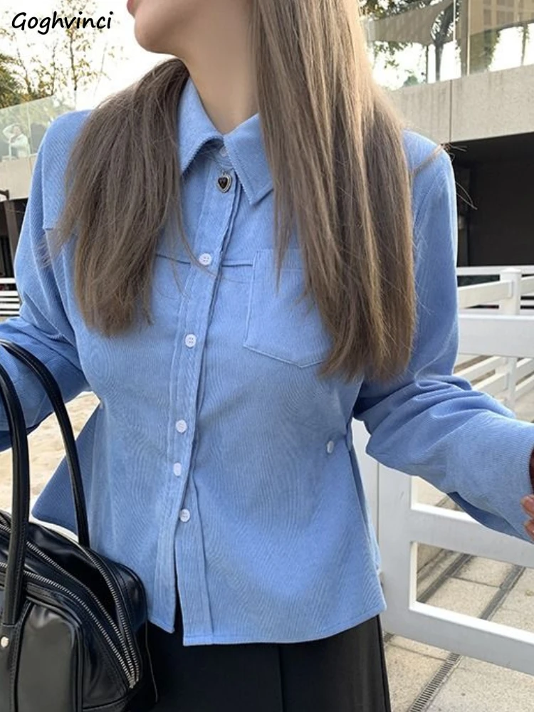 Corduroy Shirts Women Long Sleeve Solid Simple Spring Elegant Korean Style Office Lady Slim Fit All-match Temper Casual Fashion
Corduroy Shirts Women Long Sleeve Solid Simple Spring Elegant Korean Style Office Lady Slim Fit All-match Temper Casual Fashion