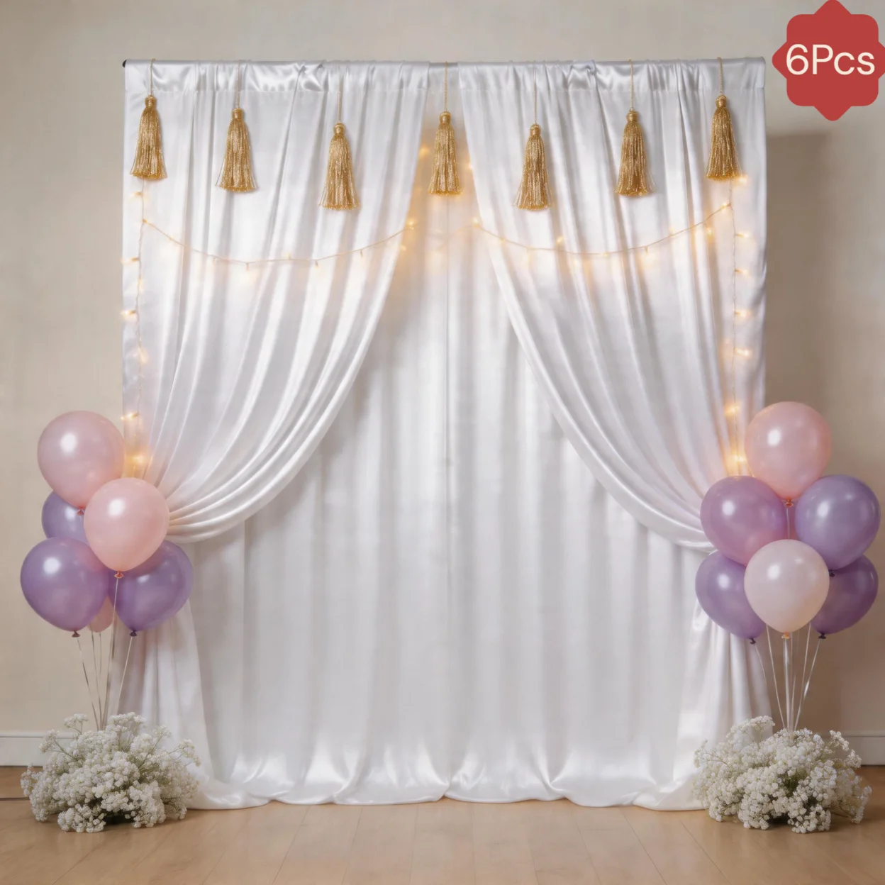 6 Panels-5ft x 10ft White Ice Silk Satin Smooth Backdrop Curtains for Parties, Wrinkle Free Silky Polyester Photo Drapes for Wed
6 Panels-5ft x 10ft White Ice Silk Satin Smooth Backdrop Curtains for Parties, Wrinkle Free Silky Polyester Photo Drapes for Wed