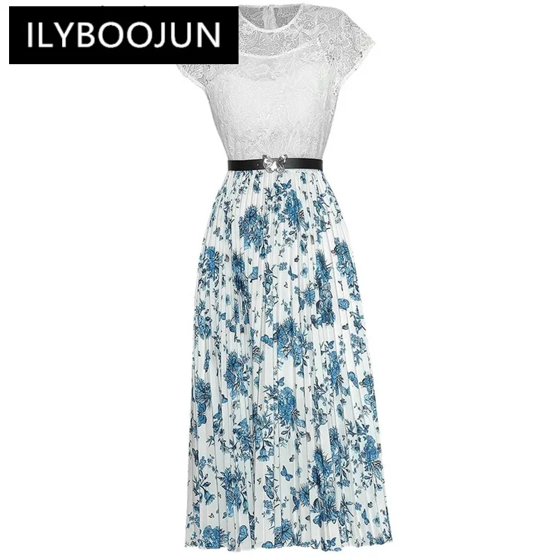 ILYBOOJUN Fashion Designer Summer Print Dress Women's O-Neck Short Sleeve Sashes Hollow out Patchwork High Street Pleated Dress
ILYBOOJUN Fashion Designer Summer Print Dress Women's O-Neck Short Sleeve Sashes Hollow out Patchwork High Street Pleated Dress