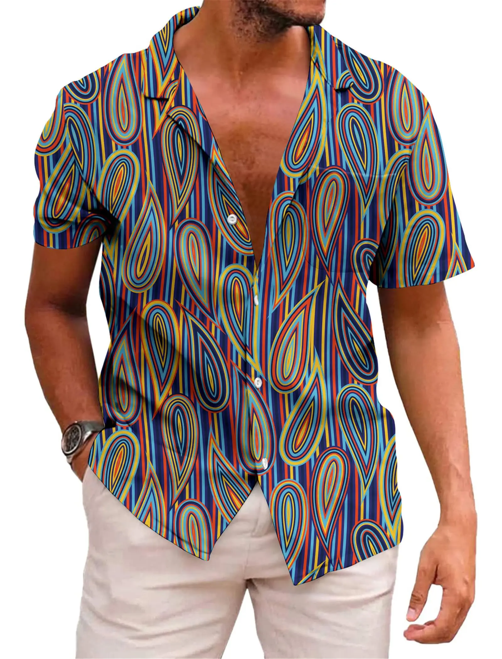 KYKU Гавайская рубашка для мужчин с коротким рукавом на пуговицах, летняя одежда, пляжные рубашки для отдыха в полоску с карманами
KYKU Гавайская рубашка для мужчин с коротким рукавом на пуговицах, летняя одежда, пляжные рубашки для отдыха в полоску с карманами