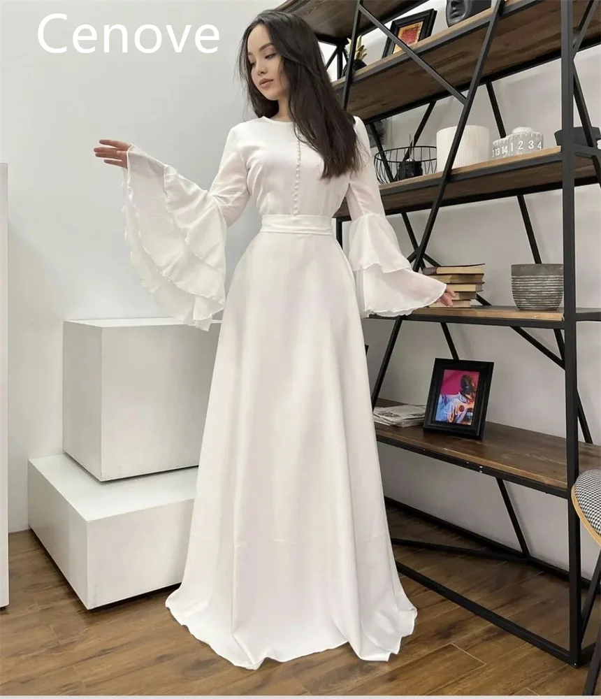 Cenove A Line White O Neck Prom Dress Long Sleeves And Floor Length Evening Summer Party Dress For Women
Cenove A Line White O Neck Prom Dress Long Sleeves And Floor Length Evening Summer Party Dress For Women