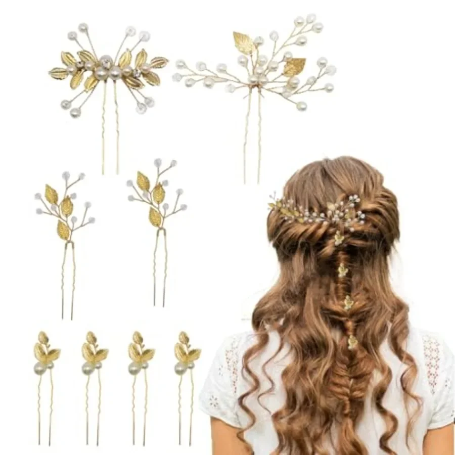 8Pcs ridl Wedding Hir Pins Set Lef Hir Clips Hedpieces for rides nd ridesmids Wedding ccessories,L
8Pcs ridl Wedding Hir Pins Set Lef Hir Clips Hedpieces for rides nd ridesmids Wedding ccessories,L