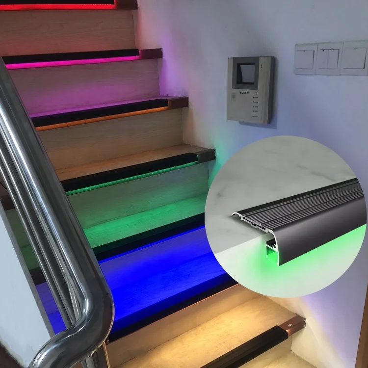 Customize Size Step Profile Aluminium Extrusion 10W/1M 4.92FT Aluminium Channel 12/24V RGB Colorful Stair Sensor LED Strip 
Customize Size Step Profile Aluminium Extrusion 10W/1M 4.92FT Aluminium Channel 12/24V RGB Colorful Stair Sensor LED Strip