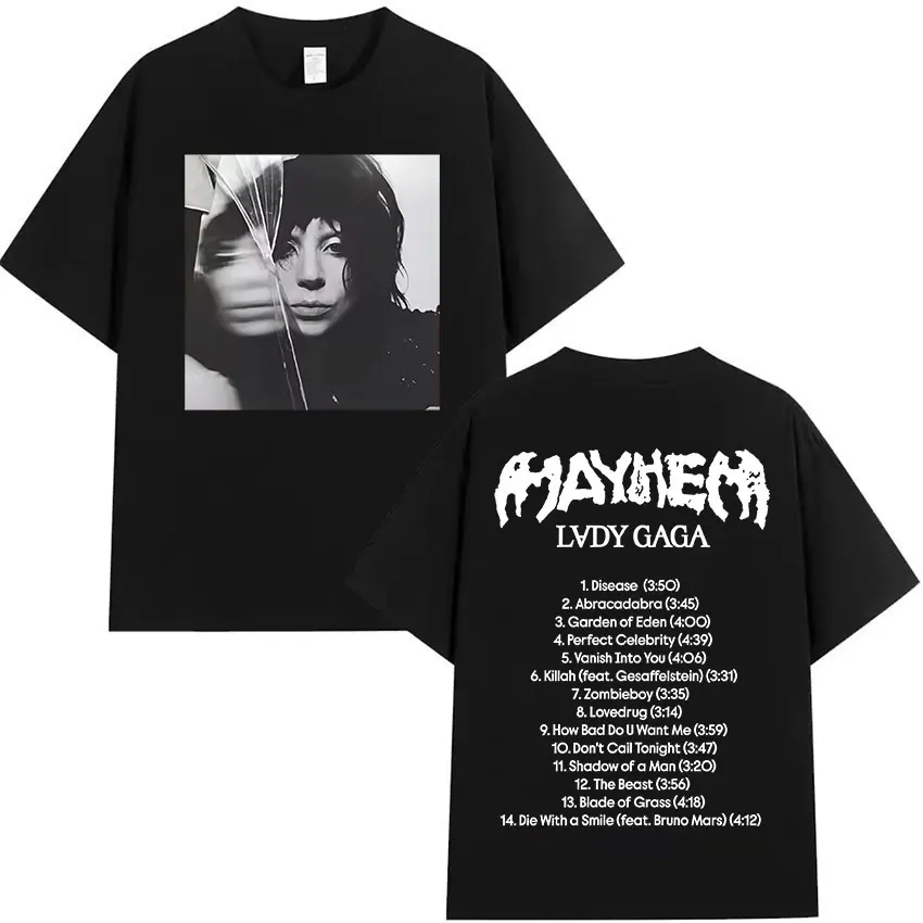 Singer Lady Gaga The Mayhem Ball Tour 2025 Album T-shirt Men Women Vintage Harajuku T-Shirts Fashion High Quality Cotton T Shirt
Singer Lady Gaga The Mayhem Ball Tour 2025 Album T-shirt Men Women Vintage Harajuku T-Shirts Fashion High Quality Cotton T Shirt