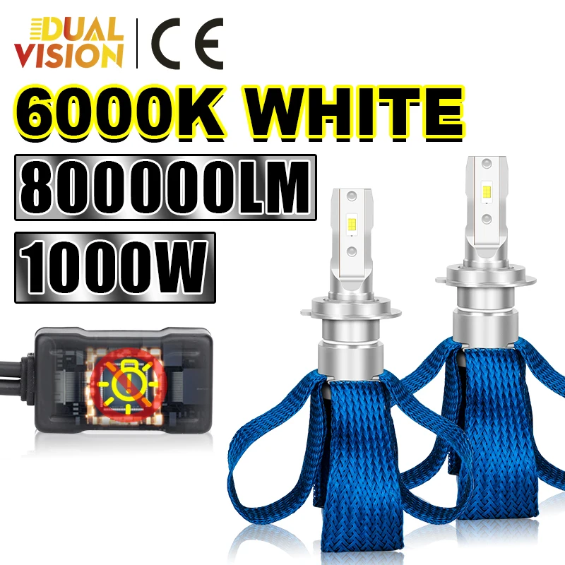 2PCS H7 LED 800000LM 1000W H11 H4 Hi/Lo H1 H8 HB3 HB4 HIR2 9005 9006 9012 Car Headlight Bulbs 6000K 4575 CSP Car Lights Fanless
2PCS H7 LED 800000LM 1000W H11 H4 Hi/Lo H1 H8 HB3 HB4 HIR2 9005 9006 9012 Car Headlight Bulbs 6000K 4575 CSP Car Lights Fanless