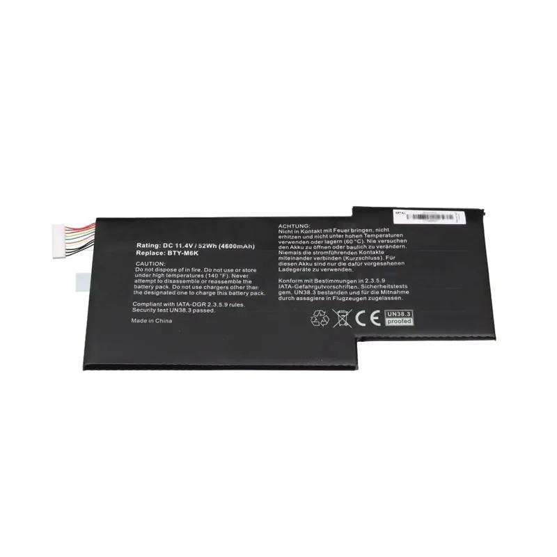 Laptop Battery For MSI Creator 15M A9SE A9SD A10SE A10SD A10SET BTY-M6K 11.4V 52.4Wh 4600mAh Black New
Laptop Battery For MSI Creator 15M A9SE A9SD A10SE A10SD A10SET BTY-M6K 11.4V 52.4Wh 4600mAh Black New