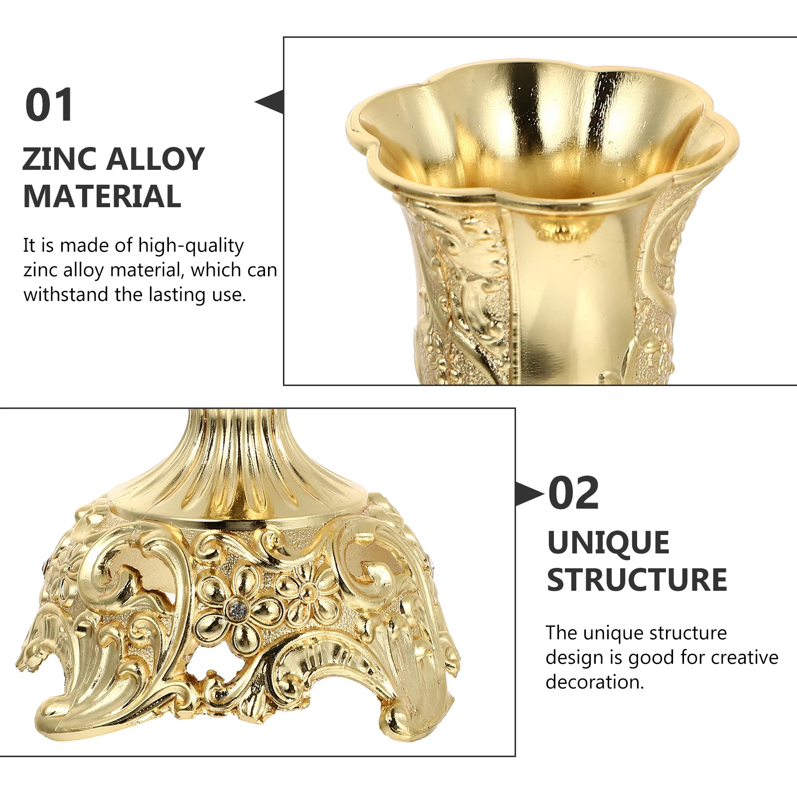 2Pcs Wedding Candleholders European Style Zinc Alloy Cone Stands Decorative Vintage Home Decor Party Holder
2Pcs Wedding Candleholders European Style Zinc Alloy Cone Stands Decorative Vintage Home Decor Party Holder