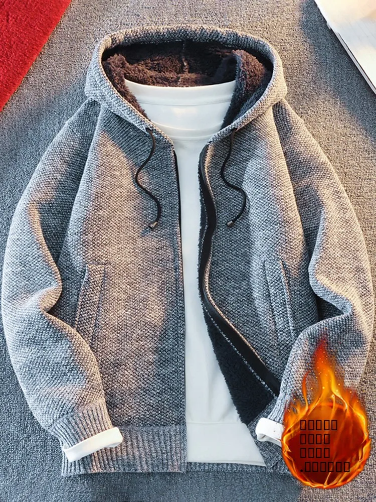 Thiened Knitted Cardigan Coat Men's Autumn Winter Fce Casual Loose Sweater Jaet with Hood Soft Comfortable Polyester
Thiened Knitted Cardigan Coat Men's Autumn Winter Fce Casual Loose Sweater Jaet with Hood Soft Comfortable Polyester
